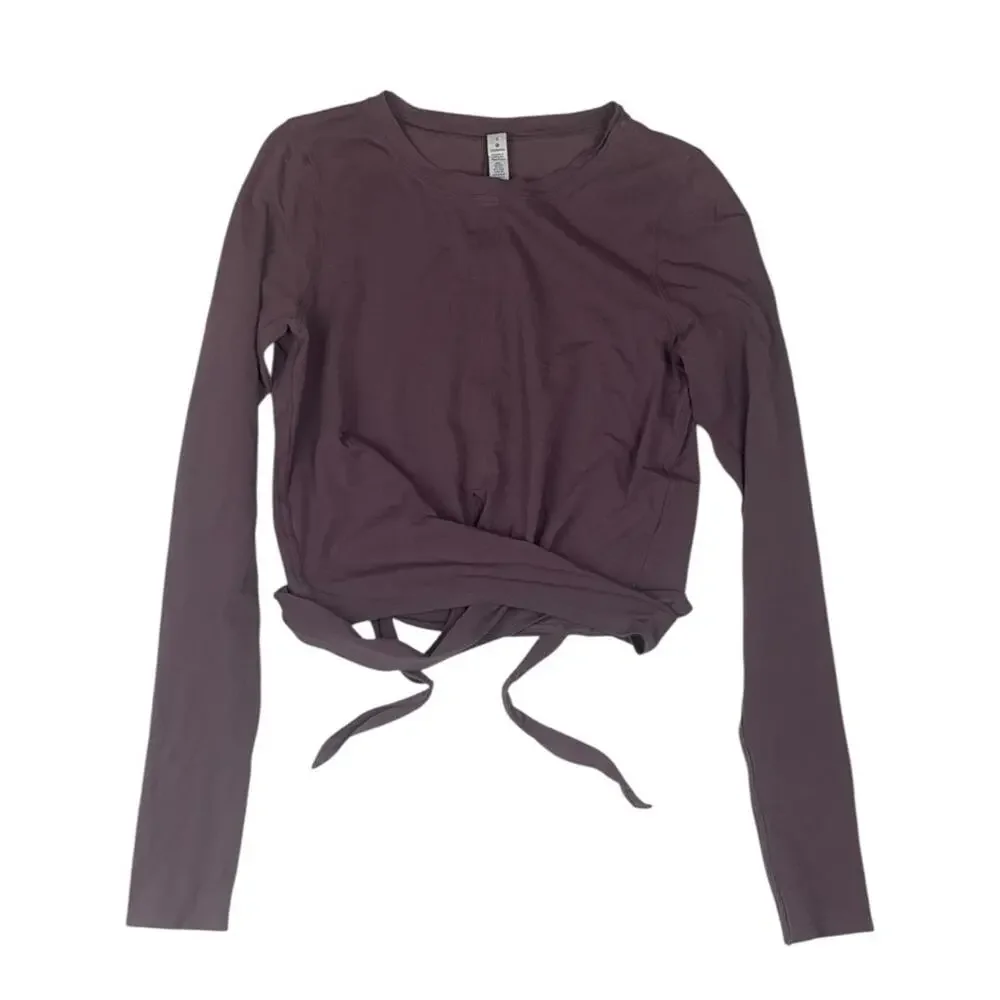 Lululemon size 6 wrap waist heather Purple Long-Sleeve Top athletic